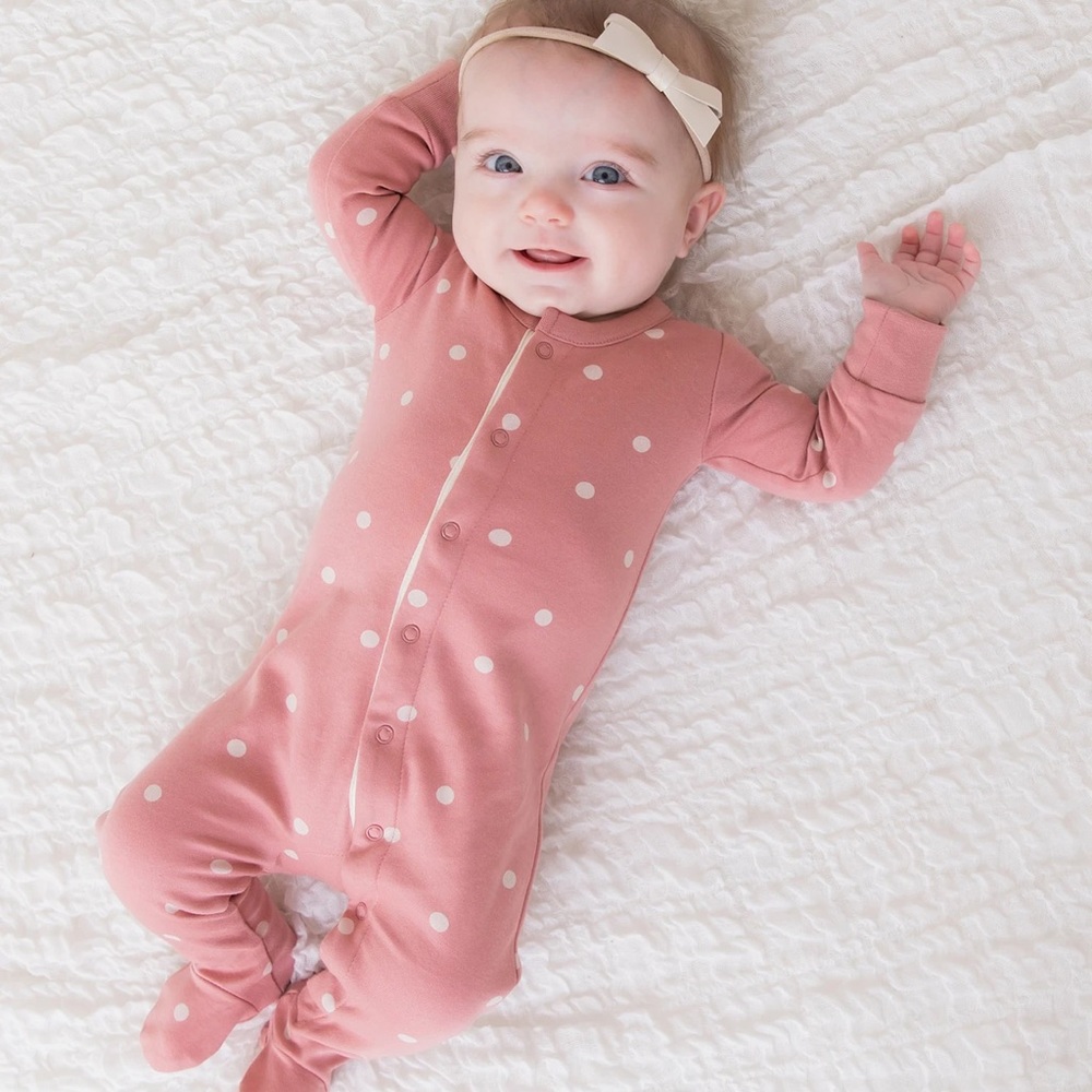 Colored Organics Pink Polka Dot Footies